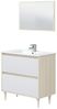 Badezimmer-Set >VERONA< in Eiche/Weiß Hochglanz - 80x80x45 (BxHxT) Bild 5
