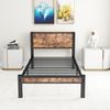 90x200cm Metallgestell mit Metallrahmen und MDF-Platte, robustes,mit Stauraum, modernes Schlafzimmerbett, Schwarz & Braun Bild 4