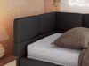 Jugendbett 90x200 ARVO Polsterbett mit Bettkasten, Stauraum & Gasdruckfeder, Modernes Design mit Kopfteil - Grau Kunstleder - Links Seite Bild 4