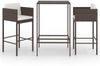 vidaXL 3-tlg. Gartenbar-Set mit Kissen Poly Rattan Braun 3094786 Bild 2