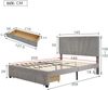 Merax Polsterbett 140x200 aus Samt Doppelbett Funktionsbett mit Höhenverstellbares Kopfteil & 1 Schublade & Lattenrost Grau Bild 2