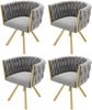 Esszimmerstuhl 4er-Set, Samt mit 360°-Drehfunktion & Metallgestell, 72x54x59, grau/gold Bild 5