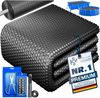 KESSER® Pool Solarabdeckplane | Solarfolie Stärke 120µm | Solarabdeckung Solarplane zuschneidbar | Poolsolarplane Solar Folie inkl. 1x Schere, 1x Lochzange & 12x Ösen | Poolheizung für Wassererwärmung Schwarz, 600 x 400cm Bild 1