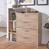 Moderner Schuhkipper MASSA Holz 2 Fächer Sonoma Eiche 12 Paar Schuhe, Schuhschrank 85 x 24 x 93 cm, Schuhkommode Flur mit Ablage Regal Bild 2