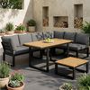 REDOM Gartenlounge-Set modular mit Sofa, (ohne Armlehnen,Ecksofa mit Tisch & Couchtisch, wetterfestes Stahlgestell, Sitzkissen in Grau, 1-tlg, 220 x 167 x 78 cm) Bild 3