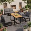 REDOM Gartenlounge-Set modular mit Sofa, (ohne Armlehnen,Ecksofa mit Tisch & Couchtisch, wetterfestes Stahlgestell, Sitzkissen in Grau, 1-tlg, 220 x 167 x 78 cm) Bild 4