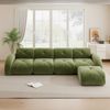 4-Sitzer Sofa 358×171×76 cm aus Chenille Stoff rahmenlos modular mit Hockern, grün Bild 2