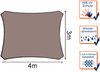 Sonnensegel Rechteckig 4x3m Braun - Sonnenschutzsegel für Balkon, Terrassensegel Bild 3