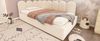 Tagesbett 90×200 cm mit hydraulischem Bettkasten und Gitter-Design, Beige Bild 3