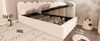 Tagesbett 90×200 cm mit hydraulischem Bettkasten und Gitter-Design, Beige Bild 2