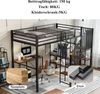 Etagenbett mit Schreibtisch & Kleiderschrank 208x173x160 cm, Schwarz, Eisen (ohne Matratze) Bild 5