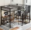 Etagenbett mit Schreibtisch & Kleiderschrank 208x173x160 cm, Schwarz, Eisen (ohne Matratze) Bild 3