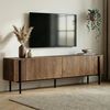 Modern TV Stand with Metal Legs, Kafkas Oak & Black, 180 x 30 x 45 cm | 100% Melamine Coated Particle Board, 18 mm Thick | Stylish & Functional Design for Living Room & Entertainment Spaces Bild 2