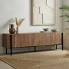 Modern TV Stand with Metal Legs, Kafkas Oak & Black, 180 x 30 x 45 cm | 100% Melamine Coated Particle Board, 18 mm Thick | Stylish & Functional Design for Living Room & Entertainment Spaces Bild 4