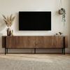 Modern TV Stand with Metal Legs, Kafkas Oak & Black, 180 x 30 x 45 cm | 100% Melamine Coated Particle Board, 18 mm Thick | Stylish & Functional Design for Living Room & Entertainment Spaces Bild 3