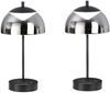 2er SET kabellose Tischlampen Schwarz / Rauchglas dimmbar, Höhe 35cm Bild 2