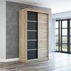 Schwebetürenschrank PARIS 2-türig Schrank 120 cm (mit Spiegel) Farbe: Sonoma , schwarz Bild 2