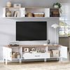 MODFU TV-Schrank Weiße Mediawand 180 cm mit 2-Stufen-Design (2-St, Set aus TV-Ständer und hängender Vitrine) Praktische Aufteilung mit 4 Schränken Bild 4