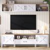 MODFU TV-Schrank Weiße Mediawand 180 cm mit 2-Stufen-Design (2-St, Set aus TV-Ständer und hängender Vitrine) Praktische Aufteilung mit 4 Schränken Bild 2