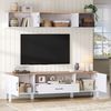 MODFU TV-Schrank Weiße Mediawand 180 cm mit 2-Stufen-Design (2-St, Set aus TV-Ständer und hängender Vitrine) Praktische Aufteilung mit 4 Schränken Bild 3