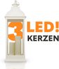 Laterne Windlicht ( 71cm ) mit 3 flackernden LED-Kerzen, Batteriebetrieben, Innenbereich - Dekorative Lampe mit brennenden Docht Effekt Bild 5