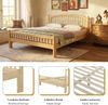 Merax Doppelbett, 140x200cm Massivholz Bett, Schlichtes minimalistisches Design, klassisches Gitter-Kopfteil, stabiler Lattenrost, universelles Einzelbett, Natur Bild 5