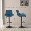 CLP 2er Set Barhocker Solon Schwarz höhenverstellbar und drehbar mit Rückenlehne,blau Stoff Bild 2