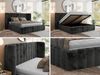 Polsterbett GOLETTA CLASSIC 180 x 200 cm mit gepolstertem Kopfteil, stabilem Bettrahmen, Lattenrost und Bettkasten mit Gasdruckfedern, Doppelbett, zeitloses Design Pocket Matratze - Dunkelgrau Plüsch - VIRE LUX Bild 2