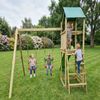 MaxPlay Holzklettergerüst mit Spielturm, Doppelschaukel und Rutsche,mit Foliendach Bild 2