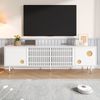TV-Schrank Weiß 170cm mit 4 Türen,moderne TV-Bank mit Gitterdesign, goldfarbenen Akzenten, Kippschutz Bild 5