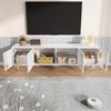 TV-Schrank Weiß 170cm mit 4 Türen,moderne TV-Bank mit Gitterdesign, goldfarbenen Akzenten, Kippschutz Bild 4