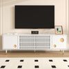 TV-Schrank Weiß 170cm mit 4 Türen,moderne TV-Bank mit Gitterdesign, goldfarbenen Akzenten, Kippschutz Bild 2