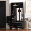 Merax Garderoben-set, Wandgarderobe, Flurgarderobe Set mit Schuhbank, Garderoben Set mit 4 Kleiderhaken, zwei Schubladen und 1 Türen, Schwarz Bild 2