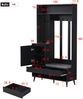 Merax Garderoben-set, Wandgarderobe, Flurgarderobe Set mit Schuhbank, Garderoben Set mit 4 Kleiderhaken, zwei Schubladen und 1 Türen, Schwarz Bild 4