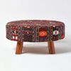 Homescapes Fußhocker Hocker Kilim-Design Holzfüße 62 Rund Bild 5