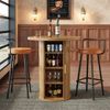 Runder Bartisch mit Stauraum, 91,6cm hoher Stehtisch mit Schrank, MDF Holzoptik, Belastbar bis 75kg, für Bar & Wohnzimmer, Braun Bild 3