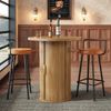 Runder Bartisch mit Stauraum, 91,6cm hoher Stehtisch mit Schrank, MDF Holzoptik, Belastbar bis 75kg, für Bar & Wohnzimmer, Braun Bild 2