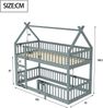 Kinder-Hochbett 90×200 cm mit Treppe, Rausfallschutz und Tür unten, Grau, ohne Matratze Bild 5