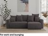 MEBLINI Schlafcouch mit Bettkasten - 238 x 142 x 73 cm - Grau Cordstoff - SOLARIS - Kleines Ecksofa mit Schlaffunktion - Sofa mit Relaxfunktion und Kissen - Kleine Couch L-Form - Eckcouch Bild 3