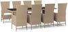 vidaXL 9-tlg. Garten-Essgruppe mit Kissen Beige Poly Rattan 3157573 Bild 2