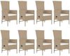vidaXL 9-tlg. Garten-Essgruppe mit Kissen Beige Poly Rattan 3157573 Bild 4