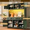 Odikalo Küchenbuffet Küchenschrank Buffetschrank Hochschrank mit LED & PE Rattan (PE Rattan Schrank mit Kippsicherung, Großer Standschrank mit verstellbaren Böden & Schubladen, Vintage Stauraumschrank für Küche, Wohnzimmer, Esszimmer) Bild 4