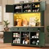 Odikalo Küchenbuffet Küchenschrank Buffetschrank Hochschrank mit LED & PE Rattan (PE Rattan Schrank mit Kippsicherung, Großer Standschrank mit verstellbaren Böden & Schubladen, Vintage Stauraumschrank für Küche, Wohnzimmer, Esszimmer) Bild 2