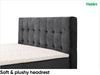 MEBLINI King Boxspringbett IGA 120x200 cm mit Bettkasten – H4/Dunkelgrau Samt Polsterbett - Gepolstert Doppelbett mit Matratze und Topper - Polsterbett mit Stauraum - Bett mit Kopfteil – Stauraumbett Bild 5