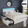 oyajia Polsterbett LED-Beleuchtung Doppelbett mit Ladefunktion und 4 Schubladen (Jugendbett Bettgestll), mit Type-C + USB, Ohne Matratze Bild 2