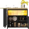Bartisch aus MDF mit LED & USB-Anschluss, ausziehbar 135-205x39x100 cm, schwarz Bild 4