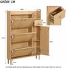 Merax Schmal Schuhschrank mit 3 Klappen, Rattan Schuhschrank Schuhkipper mit Schublade und Tür, Schuhkommode mit Verstellbarer Ablage, Naturbelassen Bild 4
