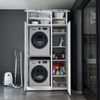 Roomart Waschmaschinenschrank - DORA-II- 115 cm breit - Wasch- & Trocknerschrank mit Türen & Ausziehbrett, Waschmaschinen-Überbau für Waschküche & Hauswirtschaftsraum • Weiß Bild 4
