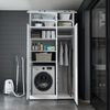 Roomart Waschmaschinenschrank - DORA-II- 115 cm breit - Wasch- & Trocknerschrank mit Türen & Ausziehbrett, Waschmaschinen-Überbau für Waschküche & Hauswirtschaftsraum • Weiß Bild 3