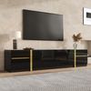 TV-Schrank 180 x 40 x 38 cm in Schwarz, Hochglanz mit goldfarbenen Akzenten, 4 Schubladen und 2 Türen Bild 4